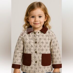 Chelsea & Violet Girls Quilted Cotton Floral Button Up Shirt Jacket 3T